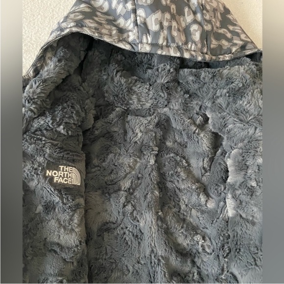 Girls / Women The North Face REVERSIBLE Gray Leopard Long Jacket Coat XL / TG 18 - Picture 9 of 14